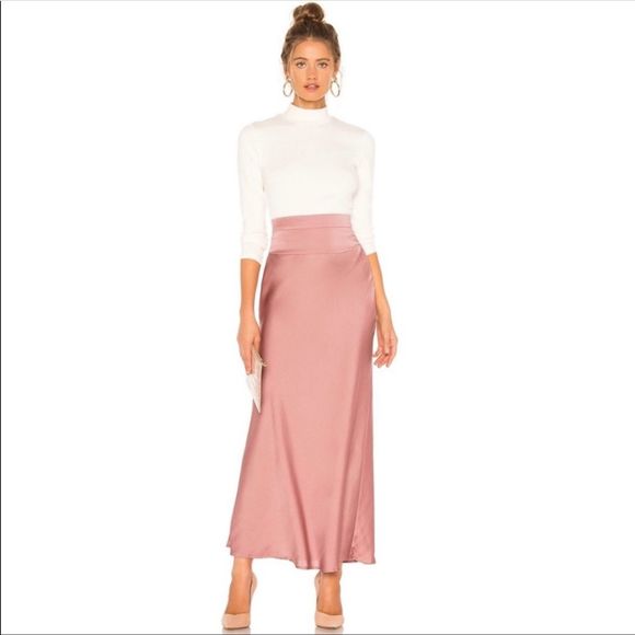 Free People Dresses & Skirts - Free People Normani Bias Pink Satin Midi Skirt